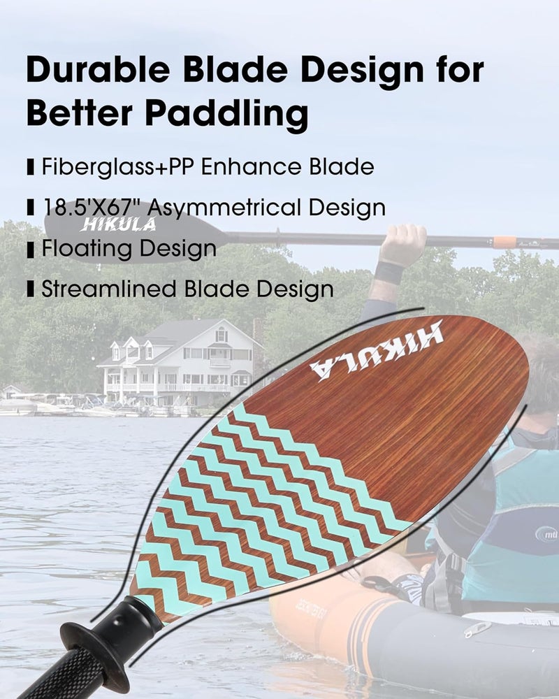 HIKULA Adjustable Carbon Fiber Shaft Kayak Paddle, Kayaking Oars with Reinforced Nylon Blade for Adults, 4 Piece, 86in/220cm to 90in/230cm - Image 2
